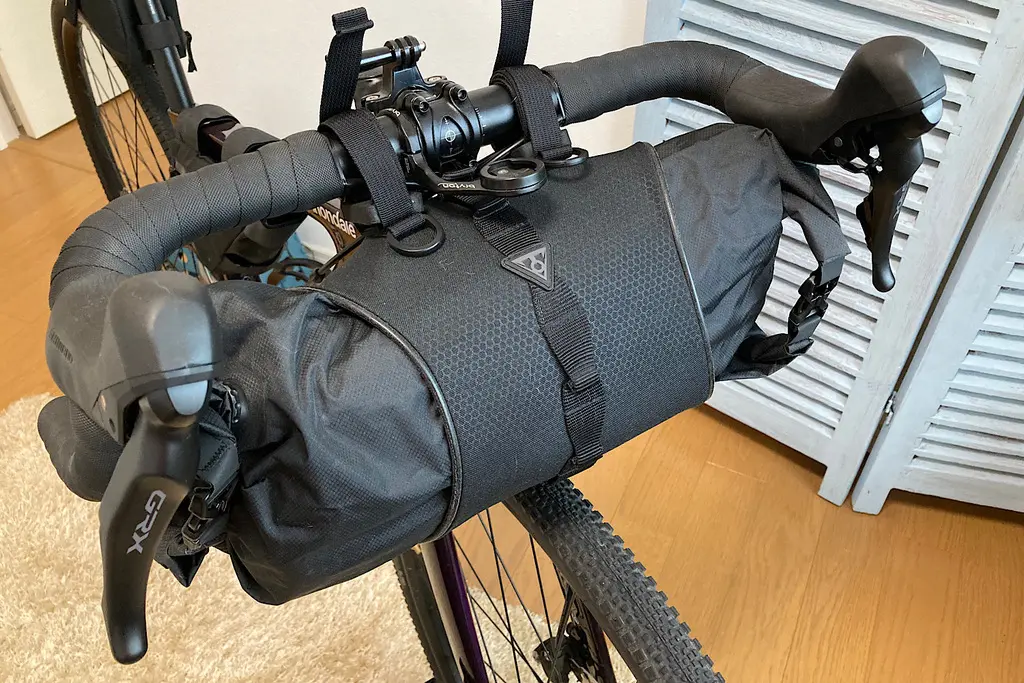 自転車キャンプフロントバッグ装着